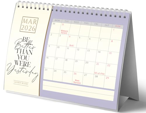 Image of LAURET BLANC Standing Desk Calendar 2026- Size (7.5 inch x 9.25 inch), Monthly Grid View, Home and Office Table Calendar (A5, C)