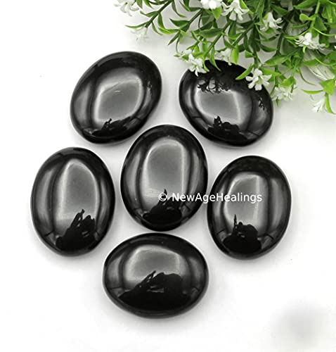 Image of Amazing Gemstone Black Agate Crystals and Healing Stones - Large Palm Stone Crystals Piedra - Crystal for Good Luck, Balanced Positive Energy, Meditation - Unique Stocking Stuffers, Gifts for Women