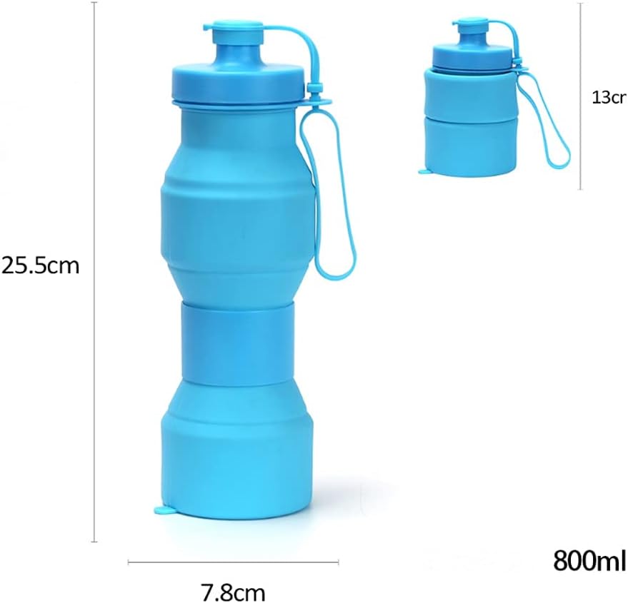 Food Grade 800ML Silicone Collapsible Water Bottles Travel Folding Cars Portable Kettle My Foldable Drink Bottle FDA Free (Color : 07)