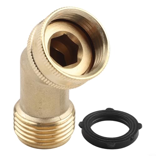 LatoYard Coude de tuyau d'arrosage 45 degrés 3/4 GHT Raccord en laiton pour robinet extérieur et tuyau standard