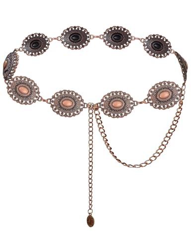 Image of TOPACC Western Metal Concho Belt for Women Cowgirl Chain Belts for Dresses Jeans Country Concert Outfit