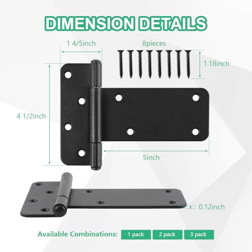 Wmebee 5“ Gate Hinges,260 Lbs Capacity, 4 Pack Heavy Matte Black Hinges by Wmebee - Used condition - Image 2