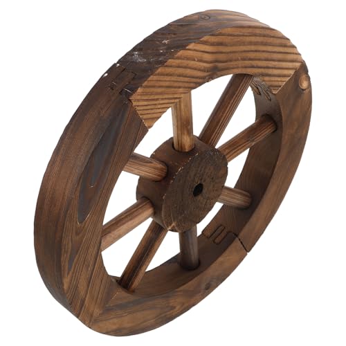 Accroche murale authentique avec cette roue en bois pour habiller vos murs