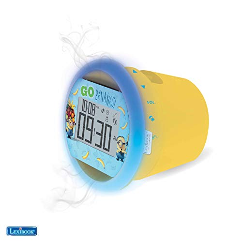 Lexibook by Sensorwake Universal Moi, Moche et Méchant Minions Le Réveil olfactif, lumière relaxante, Radio FM, à Piles ou câble USB, Jaune/Bleu, CS100DES