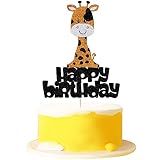 giraffe Happy birthday cake topper -Theme animal birthday party cake decorations- Boys and Girls Cak