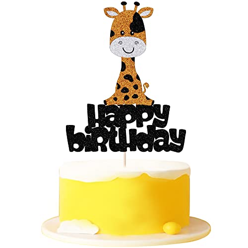 Giraffe Happy Birthday Cake Topper -Theme Animal Birthday Party Cake Decorations- Boys And Girls Cake Topper #TOP19