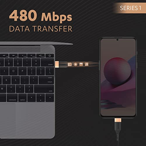 Duracell Usb Type C To Type C USB Cable 4A(60W) Braided Sync& Charging Cable,Compatible With Mobile,Laptop,Tablets&Macbook,3.9 Feet(1.2M) Supports Power Delivery(Pd) With Rapid Data Transmission,Black