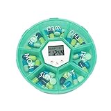 Echiisn Pill Organizer Reminder, Weekly Portable Pill Box with Alarm, Medicine Case for Vitamin/Fish Oil/Pills, Storage/Organization/Trip/Travel, Green