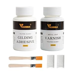 VGSEBA Vergoldung Skleber-Set, 100 ml Metallblattkleber auf Wasserbasis und 100 ml Lack für Bastelarbeiten…