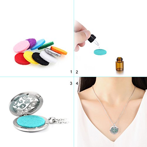 Giono Stainless Steel Pet Love Dragon Aromatherapy Essential Oil Diffuser Necklace Carving Locket Pendant,10 Felt Pads #TOP5