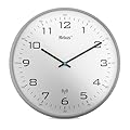 Mebus Orologio da parete senza fili, 30 cm, silenzioso, con cornice grigia, quadrante bianco, modello 13081, moderno e silenzioso, grigio