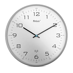 Mebus Orologio da parete senza fili, 30 cm, silenzioso, con cornice grigia, quadrante bianco, modello 13081, moderno e silenzioso, grigio