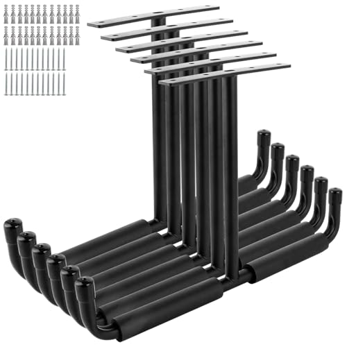 GBACHOOSE 6er Set Garage Schwerlasthaken, Deckenhaken Garage, Metall Deckenhalterung, Deckenregal Hängend Wandhaken für Fahrrad, Holz, Leiter, Angelrutenund Sportgeräten wie Ski, Surfboard