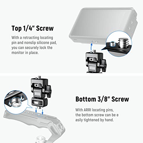 Image of NEEWER Camera Monitor Mount with 3 /8 inch ARRI Locating Thumbscrew, 1 /4 inch Screw for 5 inch & 7 inch Monitor Compatible with Atomos Ninja V, 360 Swivel 180 Tilt Damping Adjustable, Compatible with SmallRig, MA004