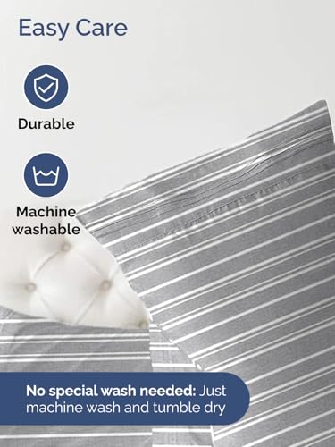 Image of Extra Deep Queen Fitted Sheet - Single Fitted Sheet Only - Grey Stripes | Easily Fits 18 inch to 24 inch Mattress, Soft, Wrinkle Free, Breathable & Comfy, Extra Deep Pockets Hotel Luxury Fitted Sheet