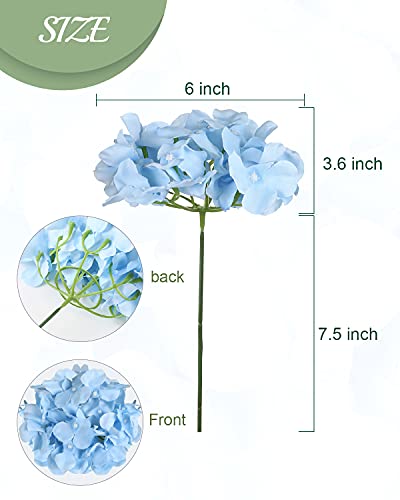 Auihiay 18 Pieces Hydrangea Artificial Flowers Silk Hydrangea Flowers Heads With Stems For Home, Garden, Wedding, Baby Shower, Party Decorations (Blue) #TOP2