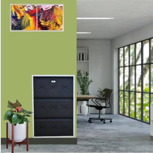Image of I Metal Shoe Rack I Slim and Wall Mounted I 3 Shelves (Grey Colour) I Coad LC 2L-03 GR I Height 43 Inches, Width 29 Inches, Depth 5.5 InchesI 3 Years Warranty.