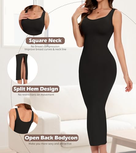 Image of Slip Dress for Women Full Slip for Under Dresses Shapewear Tummy Control Long Slip with Back Slit