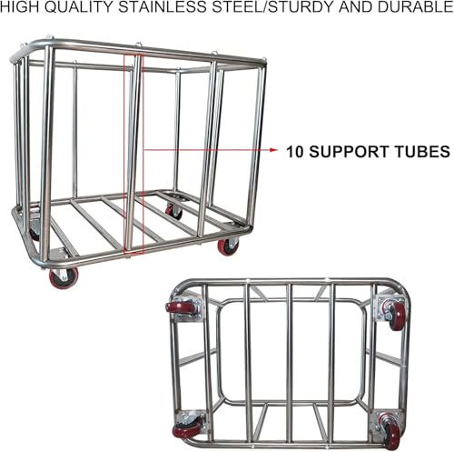 Laundry Cart Commercial Black,11.35 Bushel Large Industrial Rolling Laundry Hamper with 4 Inch Wheels,Household Heavy Duty Laundry Baskets with Stainless Steel Frame, 260 LBS Weight Capacity
