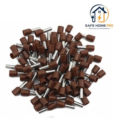 Image of SAFE HOME PRO 100 Pcs,10mm Ferrule Copper Crimp Connectors Lugs End Termnal, Red Insulated Crimp Pin Terminals Copper Crimp Ferrules Wire Cord Pin End E1012 For Multiple Application (10mm)(Browm)
