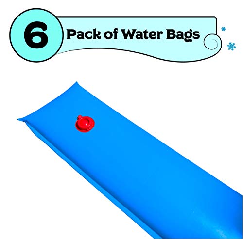 Buffalo Blizzard Blue 10-Foot Long Single Chamber Water Bags | 6 Pack | 18-Gauge Heavy-Duty Vinyl Material | Secures Winter Cover To Rectangular Swimming Pools #TOP1