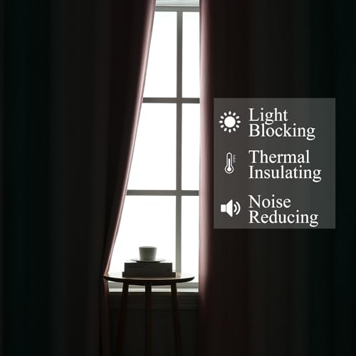 Estelar Textiler Pink and Teal Blackout Curtains 45 Inch Length, Full Light Blocking Gradient Drapes for Kitchen, Thermal Insulated Grommet Ombre Curtains for Bathroom, 52Wx45L, 2 Panels