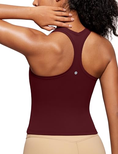 CRZ YOGA Butterluxe Racerback Gym Vest Top for Women Sleeveless Sport Tank Tops Summer Yoga Fitness Shirts Comfort Camisole Red Merlot 10