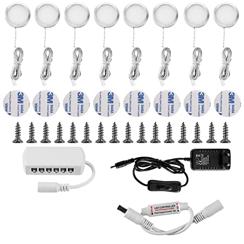 Lampop LED Unterbauleuchte, 8er Schrankbeleuchtung Schrankleuchten Kaltweiß, Vitrinenbeleuchtung LED Küchenlampen für Kabinett Weinschrank Kleiderschrank Küche Treppen Licht Cover