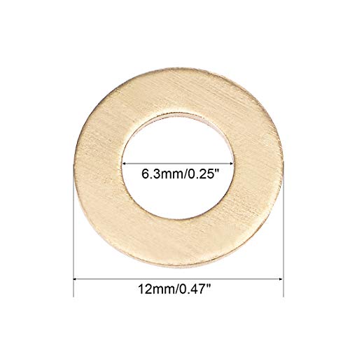 sourcing map 100 Stück Kupferdichtringe 6.3mm x 12mm x 1mm Kupfer Flachscheibe für Schraubenbolzen