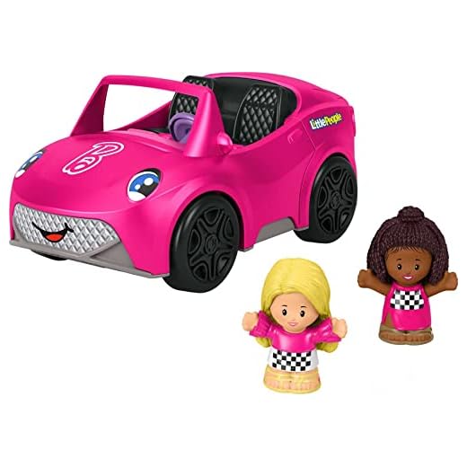 Fisher-Price Little People Barbie Toddler Toy Car Convertible with Music Sounds & 2 Figures for Pretend Play Ages 18+ Months