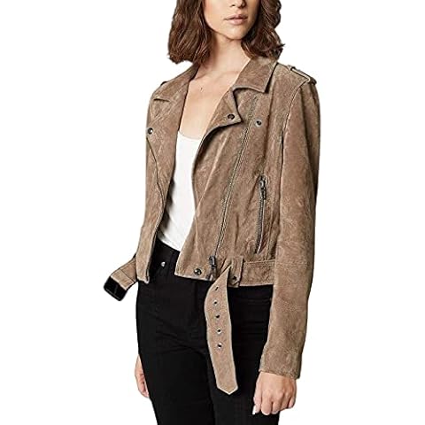 [BLANKNYC] Women's Suede Moto Jacket, French Taupe, S UK Cover