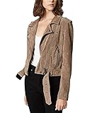 [BLANKNYC] womens Suede Moto Jacket, French Taupe, Small US