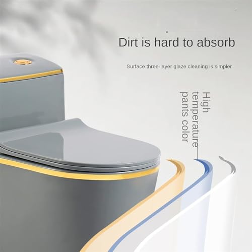 Inodoro de cerámica gris, inodoro super sifónico, inodoro de una pieza con doble descarga para baño en casa u hotel, diseño creativo y silencioso, A-680x360x830mm miniatura 7
