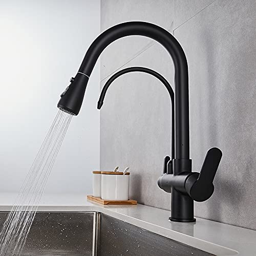 Robinet filtrant en laiton massif noir pour évier de cuisine premium