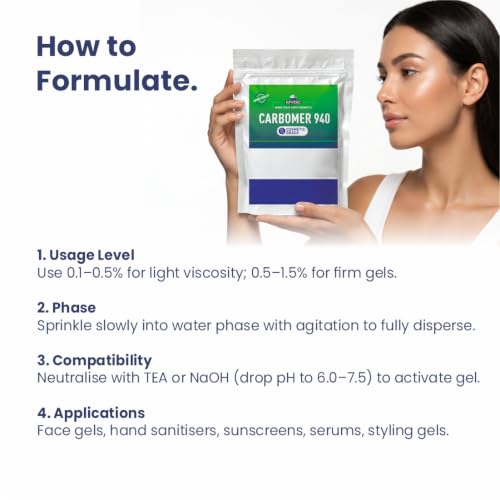 Image of Carbomer 940 Powder for DIY Skincare - 454 g | Cosmetic Grade Thickening & Gelling Agent | For Serums, Gels, Creams, Lotions, Hand Gel & Personal Care Formulations