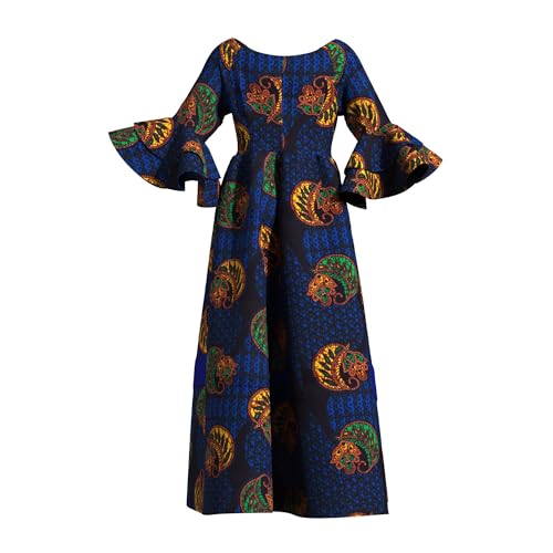 Image of iooiooi Womens African Print Party Maxi Dress Tradition Dashiki Ankara Long Dress & Headwrap