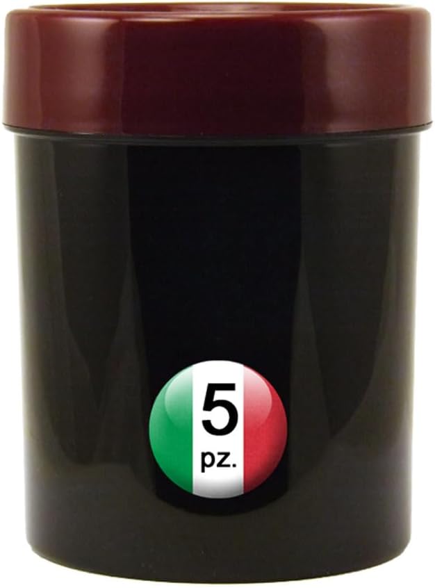 Spittoon en plastique – Set n ° 5 pièces – Mod. Cone 10 black & Bordeaux – Capacité 1.0 Lt. – Couleur Noir & Bordeaux – by DVM