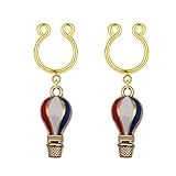 Godtemrow 2Pcs 16GA Gold Fack Nipple Rings Dangle Balloon Clip On Nipple Rings with American Flag Element 316L Stainless Steel Non Piercing Nipple Jewelry (Gold)