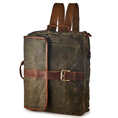 RASS TACKS Leathercraft Waxed Canvas Convertible Backpack Briefcase