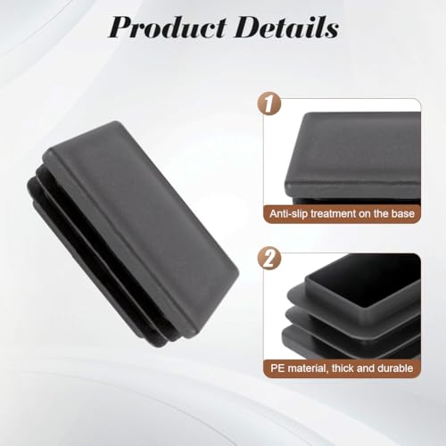 OSDUE Lamellenstopfen, 50 x 30 mm Rechteckig Rohrstopfen Rohrabdeckung aus Hochwertigem Polyethylen Kunststoff für Stahlrohr Edelstahlrohr Alurohr Aluprofil Rechteckstopfen Schwarz - 4 Stück