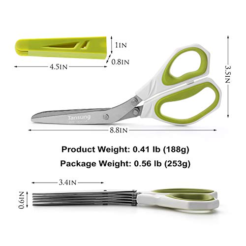 image for TANSUNG Herb Scissors,Herb Shears with 5 Stainless Steel Blades and Cl