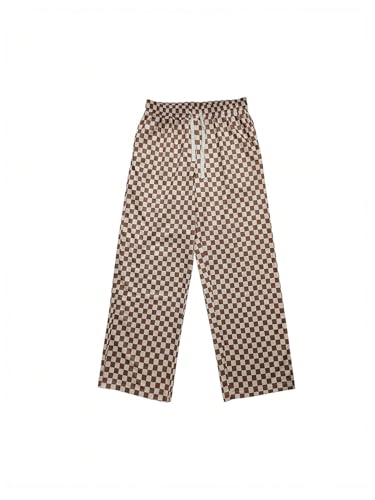 GORGLITTER Men's Plaid Checkered Gingham Sweatpants Baggy Wide Leg Straight Drawstring Track Pants with Pockets2
