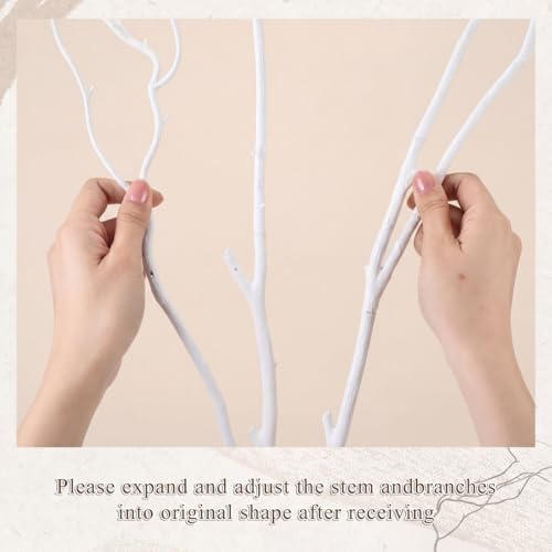 Image of Norme 6 Pcs 47.2 Inch Lifelike Curly Willow Branches for Vases Artificial Decorative Dried Twigs Tall Plastic Vine Bendable Stick for DIY Plant Crafts Farmhouse Wedding Indoor Home Hotel Decor(White)