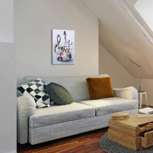 Œuvre d'art mural de guitare pour revitaliser un mur blanc de studio