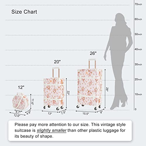 7998 Women Luxury Vintage Trunk Luggage Tsa-Approved Cute Carry On Suitcase (Pink Floral, 20") #TOP6