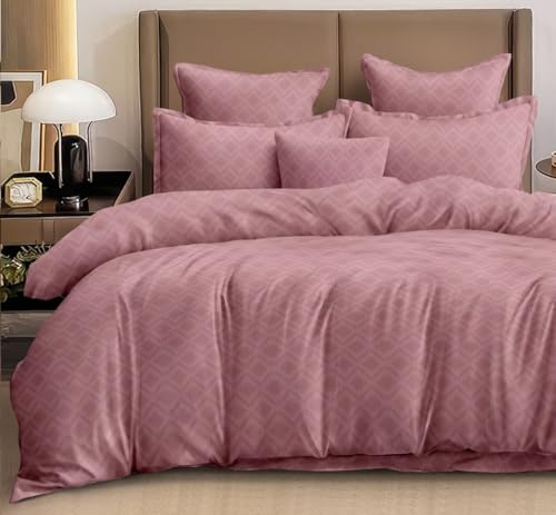 Image of DECOR2ADMIRE Super King Size Cotton Bedsheet 108x108 Inches, 400 TC Premium Cotton Bed Sheet with 2 Pillow Covers, Soft Breathable Luxury Printed Bedding (Blush Pink)
