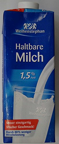 Weihenstephan H-Milch 12 Packungen / 1 Stiege - 12 x 1 Liter 1,5 % Fett, 1er Pack (1 x 12 l) Cover