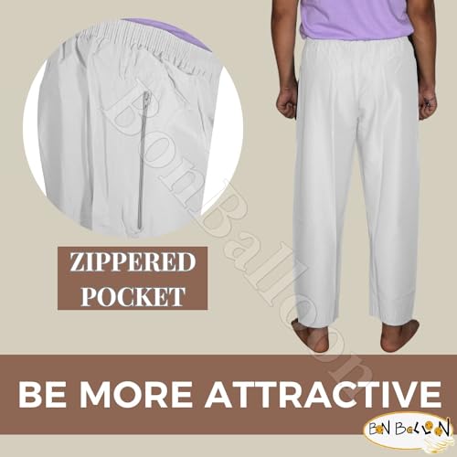 Mens Serwal Salwar Shalwar Trousers Pants Sleep Wear Arab Islam Islamic Men's Thoub Kaftan Desert Pajamas Elastic Waist Pajama White, 24 Tall3