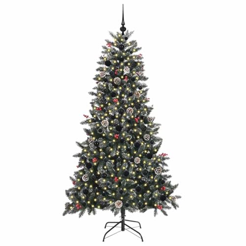 Árbol de Navidad decorado de 180 cm con soporte estable y luces LED 3