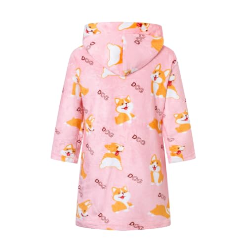 Image of Kids Bathrobe Hooded Plush Fleece Robe for Girls Boys